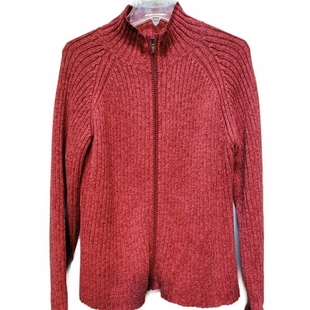 Nomadic Traders - Woman's Burnt Orange Full Zip Sweater -  sz L